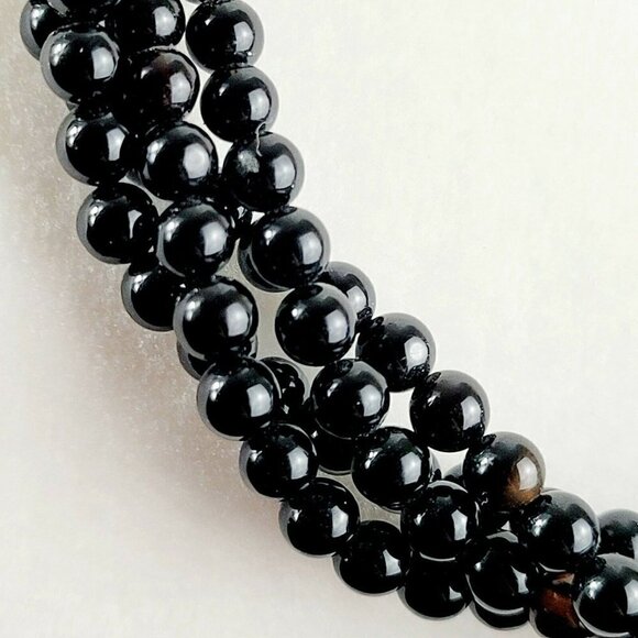 Vintage Black Agate & Angelskin Coral Multi-strand Necklace 28" 4Twisted Strands - Picture 8 of 12